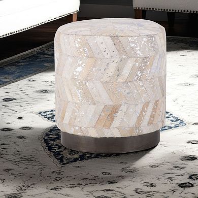 Carolina Chair & Table Leather Chevron Ottoman