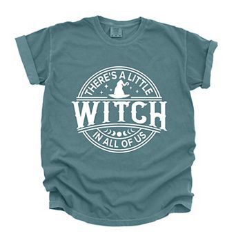 A Little Witch In All Of Us - Womens Garment Dyed Graphic T-Shirt