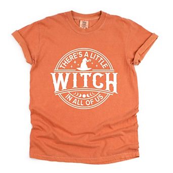 A Little Witch In All Of Us - Womens Garment Dyed Graphic T-Shirt