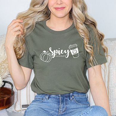 S.W.Smiley Spicy Pumpkin Spice - Womens Short Sleeve Graphic T-Shirt