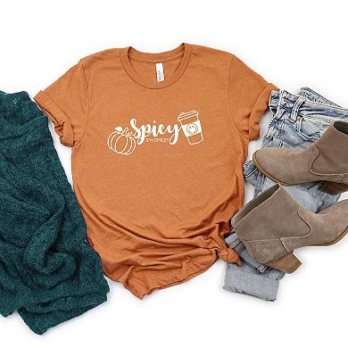 S.W.Smiley Spicy Pumpkin Spice - Womens Short Sleeve Graphic T-Shirt