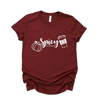 S.W.Smiley Spicy Pumpkin Spice - Womens Short Sleeve Graphic T-Shirt