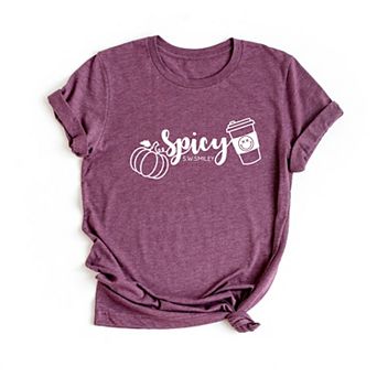 S.W.Smiley Spicy Pumpkin Spice - Womens Short Sleeve Graphic T-Shirt