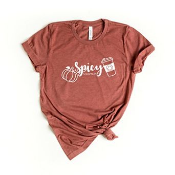 S.W.Smiley Spicy Pumpkin Spice - Womens Short Sleeve Graphic T-Shirt