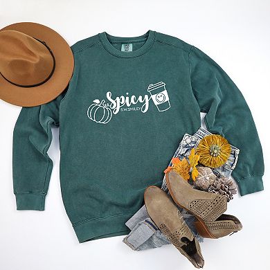 S.W.Smiley Spicy Pumpkin Spice - Womens Garment Dyed Graphic Sweatshirt