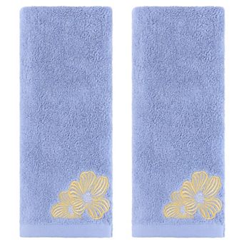Hand Towels Set of 2 Embroidered Floral Pattern Decorative Towel Cotton Absorbent Hand Towel 14"x31"