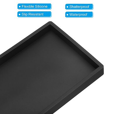 Silicone Bathroom Tray, 12" x 5" Jewelry Organizer Dish for Soap Dispenser, Coin, Key