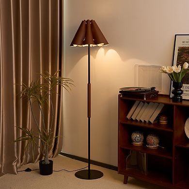 Modern Floor Lamp with Leather Lampshade