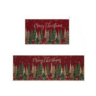 Garvee Christmas Washable Rug Set 2 pc Non Slip Holiday Mats for Kitchen Entryway 17"×47"+ 17"×29"