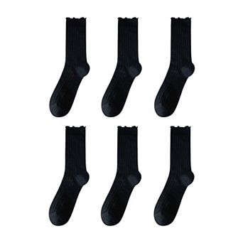Sheer Ruffle-Trimmed Ankle Socks 6 pk