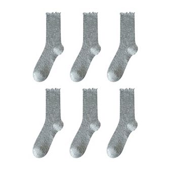 Sheer Ruffle-Trimmed Ankle Socks 6 pk