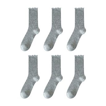 Sheer Ruffle-Trimmed Ankle Socks 6 pk