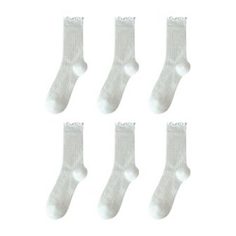 Sheer Ruffle-Trimmed Ankle Socks 6 pk