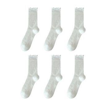 Sheer Ruffle-Trimmed Ankle Socks 6 pk