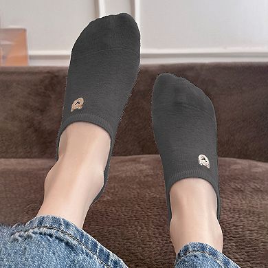 Women's 6pk Cute Bear Embroidered No-Show Socks