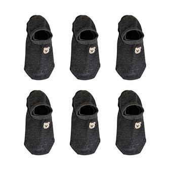 Women's 6 pk Cute Bear Embroidered No-Show Socks