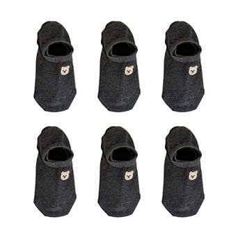 Women's 6 pk Cute Bear Embroidered No-Show Socks