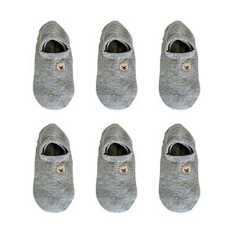 Women's 6 pk Cute Bear Embroidered No-Show Socks