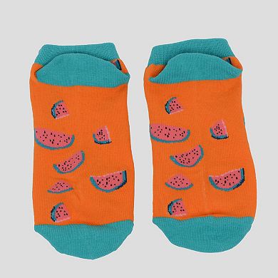 Women's Fruit Print No Show Socks Breathable Cotton 6pk