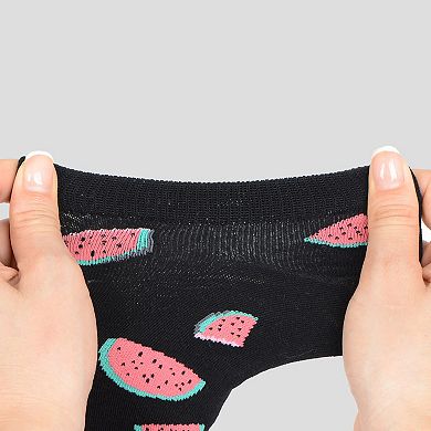 Women's Fruit Print No Show Socks Breathable Cotton 6pk