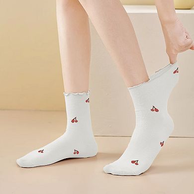 Women's Summer Floral Ruffle-Edge Ankle Socks 5Pk