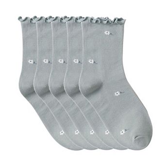 Women's Summer Floral Ruffle-Edge Ankle Socks 5 pk