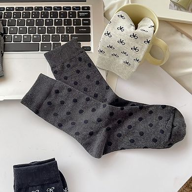 Women's 3-Pack Crew Socks with Allover Print Design Soft Stretch Knit for Everyday Comfort