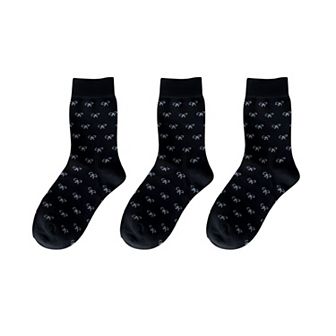 Women's 3-Pack Crew Socks with Allover Print Design Soft Stretch Knit for Everyday Comfort