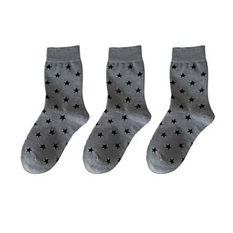 Women's 3-Pack Crew Socks with Allover Print Design Soft Stretch Knit for Everyday Comfort