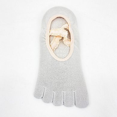 Women's 2-Pack Toe Grip Ballet Socks with Crisscross Elastic Bands and Soft Stretch Knit