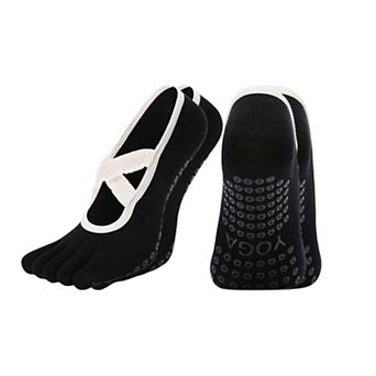 Women's 2-Pack Toe Grip Ballet Socks with Crisscross Elastic Bands and Soft Stretch Knit