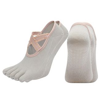 Women's 2-Pack Toe Grip Ballet Socks with Crisscross Elastic Bands and Soft Stretch Knit