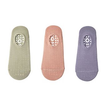 Women's 3-Pack Ballet Cut Grip Socks with Non-Slip Sole Design for Pilates and Indoor Movement