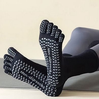 Women's 2-Pack Grip Toe Socks with Non-Slip Soles and Ribbed Knit in Neutral Tones