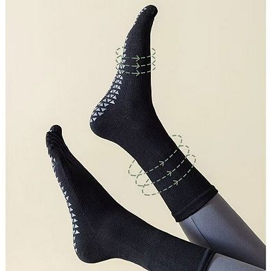 Women's 2-Pack Grip Toe Socks with Non-Slip Soles and Ribbed Knit in Neutral Tones