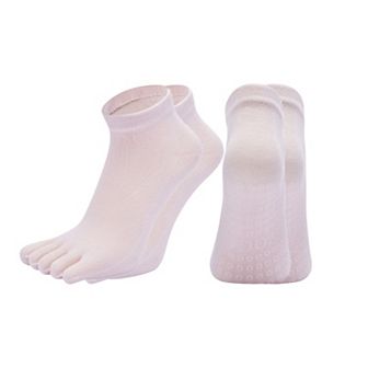 Women's 2-Pack Five-Toe Non-Slip Ankle Socks with Grip Soles for Yoga Pilates and Barefoot Stability