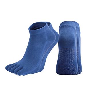 Women's 2-Pack Five-Toe Non-Slip Ankle Socks with Grip Soles for Yoga Pilates and Barefoot Stability