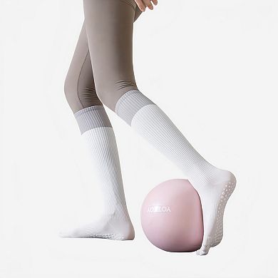 Women's 2-Pack Knee High Grip Toe Socks with Non-Slip Soles for Yoga and Studio Workouts