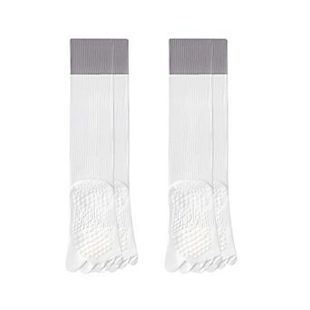 Women's 2-Pack Knee High Grip Toe Socks with Non-Slip Soles for Yoga and Studio Workouts