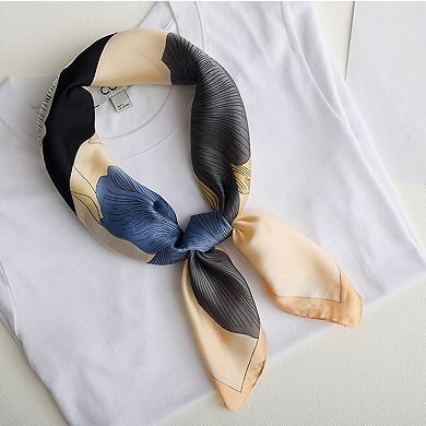 Women's Large Floral Print Square Scarf with Silky Fabric Lightweight Versatile Fashion Accessory