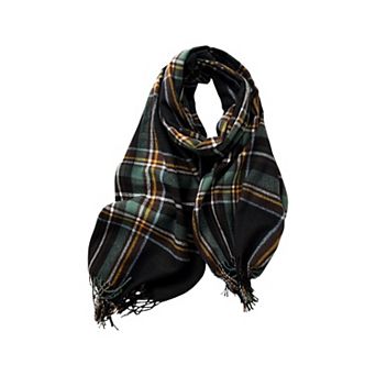 Women's Plaid Fringe Scarf with Soft Woven Fabric Classic Check Pattern and Cozy Wrap Design