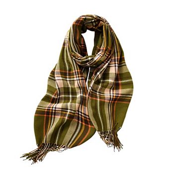 Women's Plaid Fringe Scarf with Soft Woven Fabric Classic Check Pattern and Cozy Wrap Design