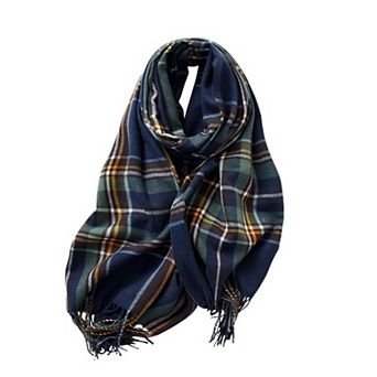 Women's Plaid Fringe Scarf with Soft Woven Fabric Classic Check Pattern and Cozy Wrap Design