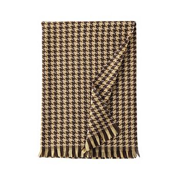 Women's Houndstooth Woven Scarf with Soft Cozy Fabric Classic Pattern and Fringe Trim Detailing