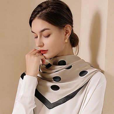 Women's Polka Dot Print Square Scarf with Soft Silky Fabric Lightweight Versatile Neck Accessory