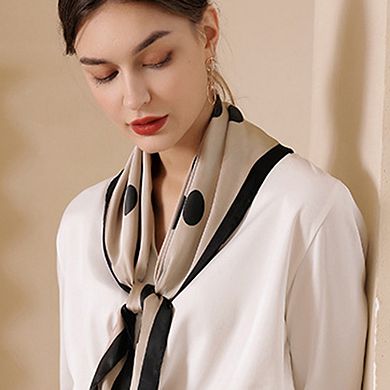 Women's Polka Dot Print Square Scarf with Soft Silky Fabric Lightweight Versatile Neck Accessory