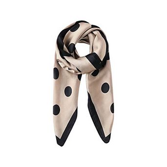 Women's Polka Dot Print Square Scarf with Soft Silky Fabric Lightweight Versatile Neck Accessory