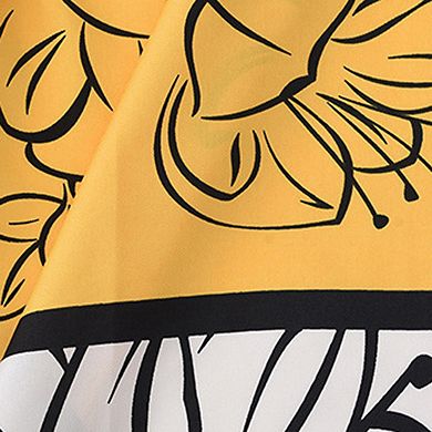 Women's Outlined Floral Print Square Scarf with Silky Fabric Lightweight Versatile Neck Accessory