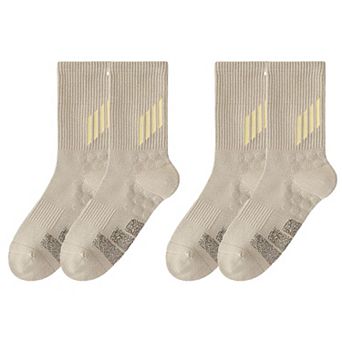 Women's 2-Pair Ribbed Crew Socks with Contrast Toe and Heel Design and Modern Abstract Knit Pattern