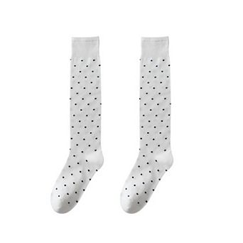 Women's 2-Pair Knee-High Socks with Classic Polka Dot Pattern Soft Stretch Fabric Perfect